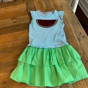 Mini Boden Watermelon flipsy sequins Dress Size 7-8